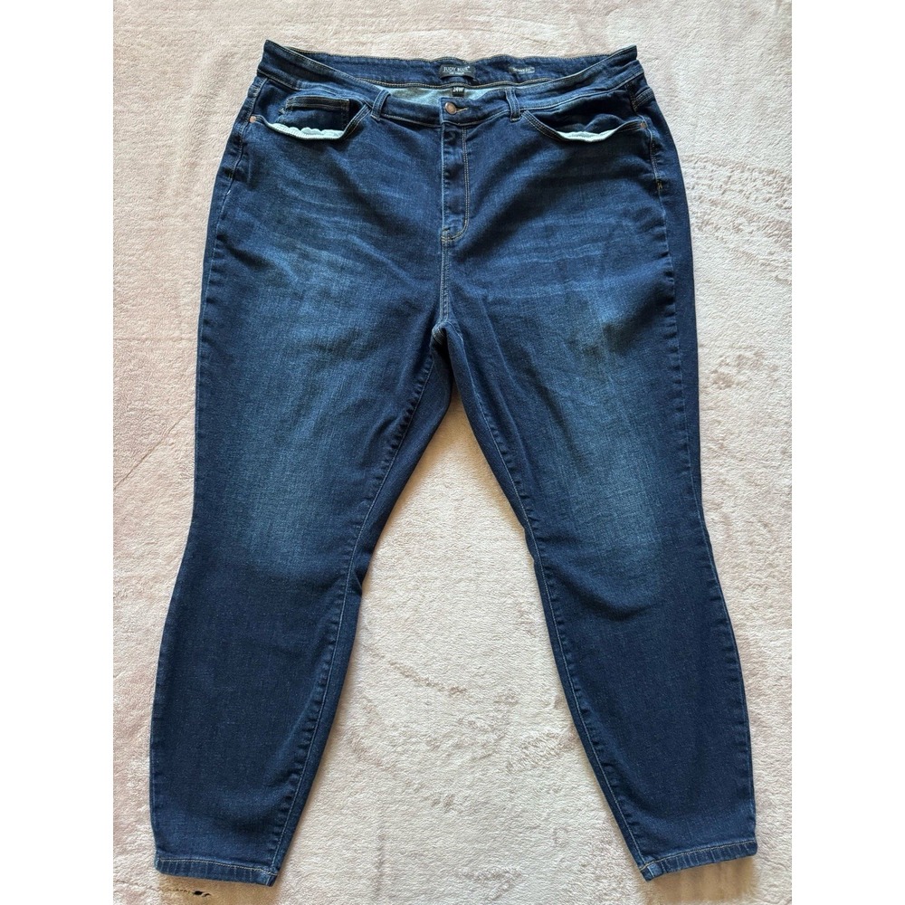 Judy Blue Women's Skinny Fit High Waist Blue Denim Raw Hem Size 24